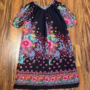 Tiffany & Co. Black Chemise with Vibrant Floral Design